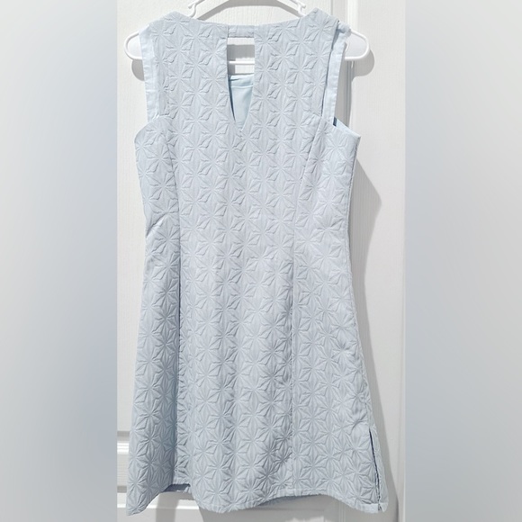 NWT Anthropologie | Lavand. Sleeveless Powder Blue Floral Jacquard Sheath Dress - Picture 5 of 6